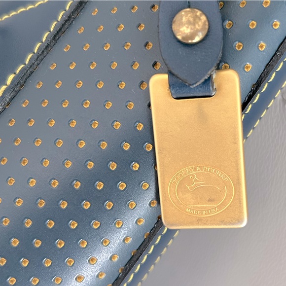 Dooney & Bourke vintage cabrio navy perforated leather bucket bag long handles - Picture 3 of 10